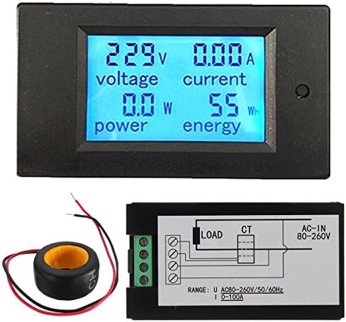 AC 80-260V 100A Digital Current Voltage Amperage LCD Power Panel Meter DC Volt Amp Testing Gauge Monitor Power Energy Meter Ammeter Voltmeter