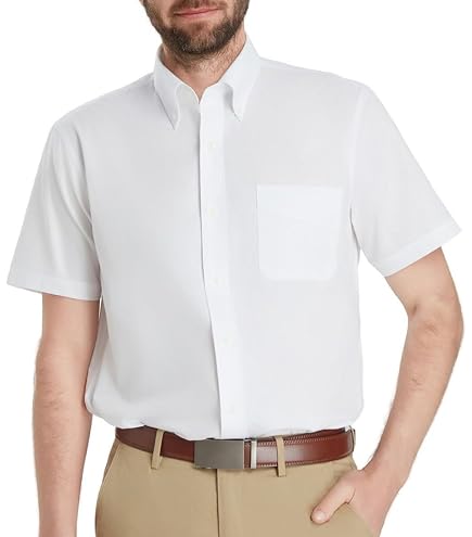 gold label white dress shirts Men's Slim Fit Non-Iron Short Sleeve Shirt with Point Collar and Pocket (US, Neck, 15.5, Black 432) : Clothing, Shoes & Jewelry locale_ca