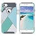 ULAK iPhone 7 Case, Colorful Series Slim Hybrid Dual Layer Scratch Resistant Hard Back Cover Shock Absorbent TPU Bumper Case for Apple iPhone 7 4.7 inch- Mint Geometric Marble