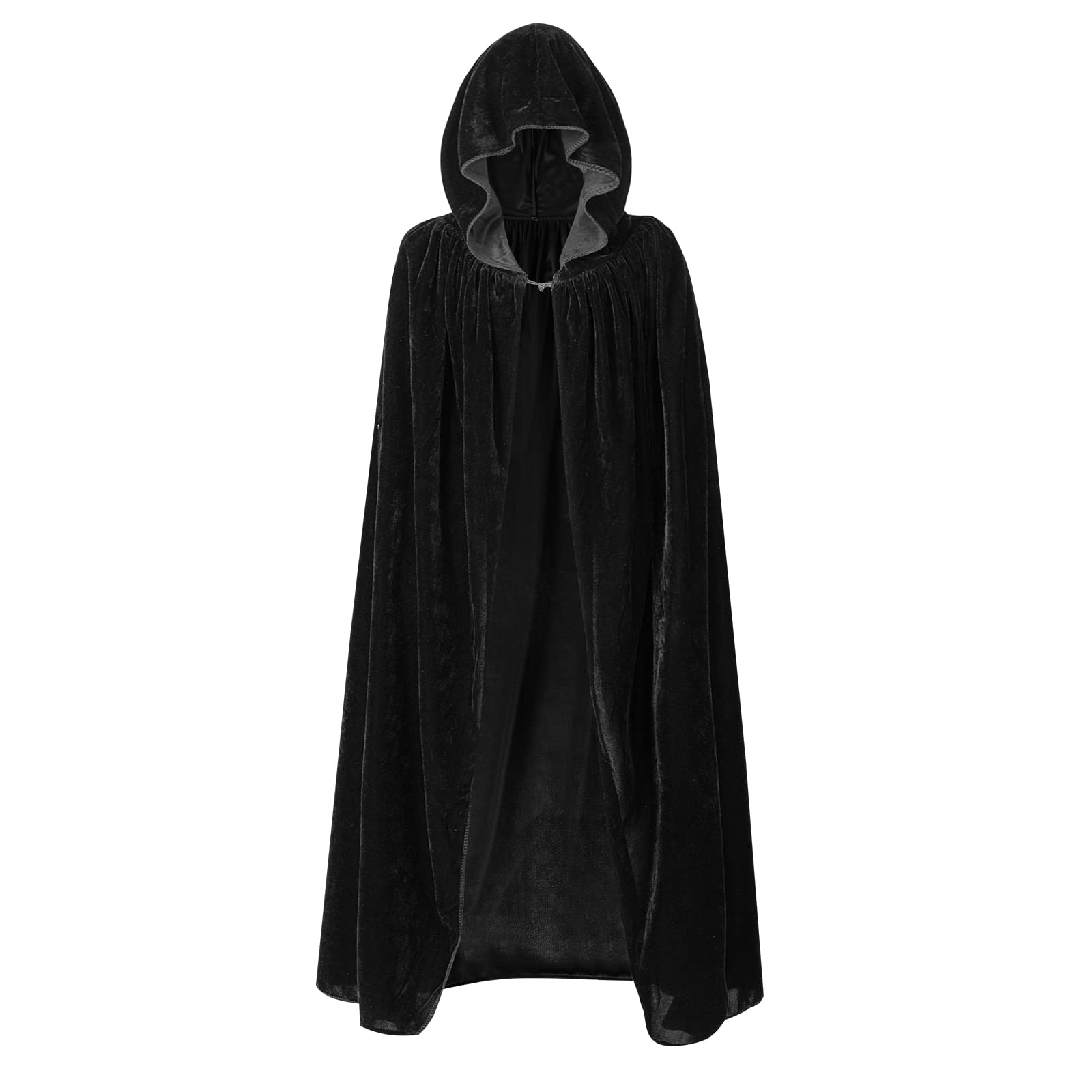 Sunairy Kids Halloween Cloak with Hood, Velvet Witches Cloak Vampire Cape Kids Halloween Costumes for Girls and Boys (Large, Black)