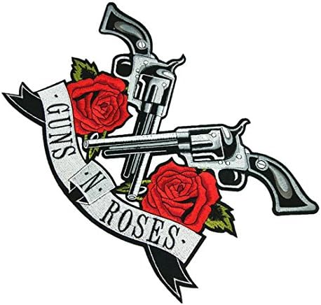 Iron On Cute Embroidery Rose & Gun Patches Embroidered Motif Applique Patches Embroidery Decoration DIY Sew on Patch for Windbreaker,Jeans, Clothing, (Rose and Gun)