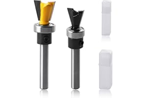GOLD DEER 2PCS 1/4 Inch Shank Dovetail Joint Router Bit Set Dovetail Router Bits with Bearing Woodworking Milling Cutter Tool