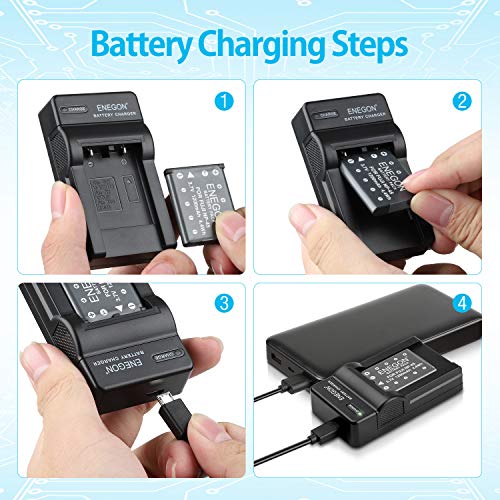 ENEGON NP-45 Replacement Battery (2 Pack) and USB Charger Kit for Nikon EN-EL10,for fujifilm NP-45S/A/B, NP-80,Li-40B,Li-42B, INSTAX Mini 90, FinePix XP140/130/120/90/80/70/60/50,T350,T550,JX500