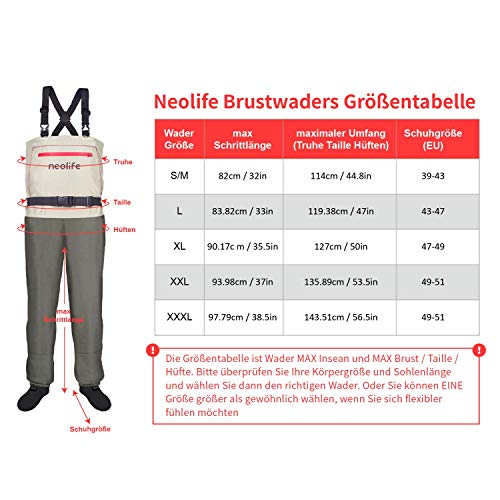 XUXIAKE Brust Wathosen - Wathose mit hoher Taille für Männer, 3-lagige atmungsaktive Wathose zum Angeln mit haltbaren… – Bild 3