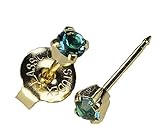 Gold Mini 3mm December Blue Green Birthstone Ear Piercing Earrings 