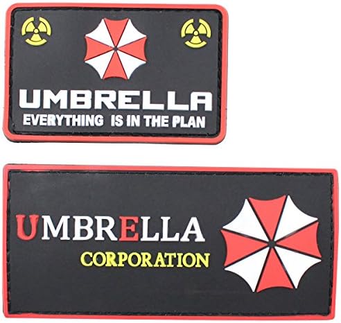 Decorative Rubber Velcro Patch Set,Umbrella Corporation Everything is in the Plan,Patches Kit, Pack of 2