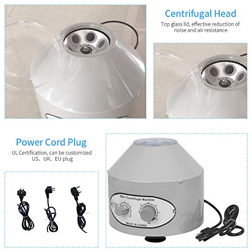 Wellish Laboratory Centrifuge Machine 4000RMP Electric Benchtop Centrifuges 25W/50HZ with Timer Speed Control, 6x20ml Tubes for Lab Laboratory Practice Centrifuge Plasma