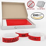 Grandstand Ink - 3/4in BRIGHT RED Tyvek® Wristbands - Print & Writable Sheets in Distribution Box Paper Feel Party Event Bracelets For Churches or Schools 1000 ID Bands 100 Customizable Sheets Per Box