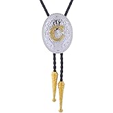 HUABOLA CALYN Gold Bolo Tie for Men- Golden Initial Letter ABCDMJR to Z Western Cowboy Bolo Tie for Women Cowboy Accessories