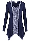 Women Cardigans on Sale,Timeson Women's Irregular Long Sleeve 2-in-1 Vest Cardigan with An Open Front Deep Blue X-Large
