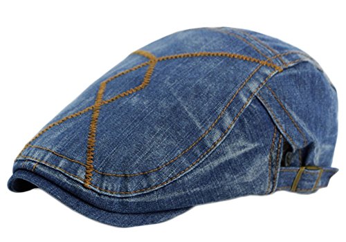 Da.Wa Cotton Retro Adjustable Newsboy IVY Hat Duckbill Peaked Cap Men Cabbie Driving Cap (Blue)