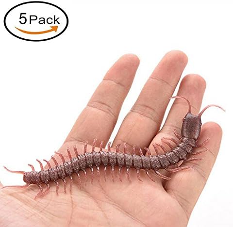 Fashionclubs 5pcs Halloween Fake Rubber Centipede Toy Joke Decoration Prank Props