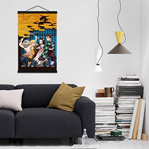 Demon Slayer Kimetsu No Yaiba Poster Japanese Anime Wall Scroll 40x60cm With 16 Inch Magnet Wood Poster Hanger Pricepulse