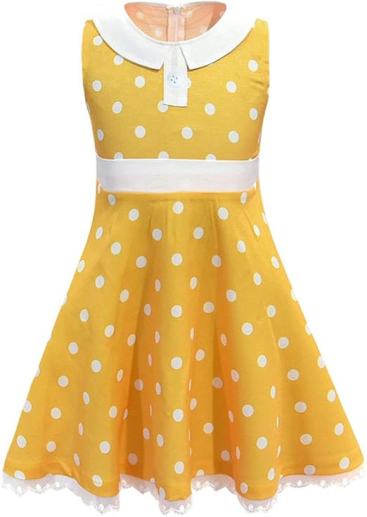 Amazon Jayanpoo イエローワンピース 子供コスチューム ジャンパースカート レース水玉ドレス キッズ ガールズ ギャビー風 ワンピースドレス コスプレ衣装 100 キッズコスチューム ホビー