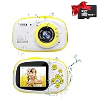 Ishare Camera, Kids Camera 8MP 2.0 Inch HD Screen Waterproof Camera with Photo Frame, MP3/MP4 and Games Rechargeable Digital Camera for Girls/Boys(Yellow with 16G Micro Card)