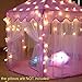 Windpnn Kids Play Tent, Pink Princess Castle Play House, Large Light Up Playhouse with Remote LED Twinkle Star Light, Top Toy Gift Ideas for Girls Boys Toddlers Baby (55