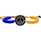 Zircobic Peace Symbol Bracelet, Handmade Boho Jewelry with Stainless Steel Tag and Braided Rope, Exquisite and Secure Faith Bracelet for Women, Wives, and Sisters