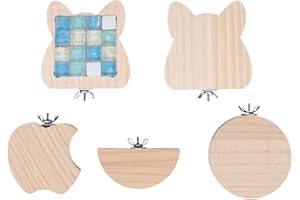 APOL 5 Pcs Hamster Cage Platform Set, Wooden Chinchilla Stand Board Pet Rest Platform with Screw Nut Washer Cage Accessories Cage Platform for Small Animal Pet Birds Parrots Gerbils