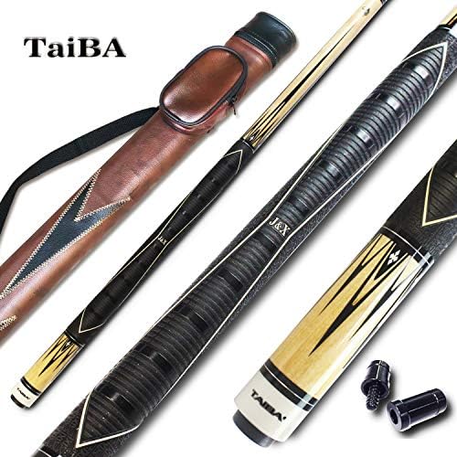 TaiBA 2-Piece Pool Stick with 1x1 Case,13mm Multilayer Leather Tip, 58", Hardwood Canadian Maple Professional Billiard Pool Cue Stick 19-21 Oz