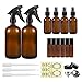 12 Pack Amber Glass Essential Oil Bottle Kits - 2 Pack 16oz & 4 Pack 2oz Spray Bottles & 6 Pack 10ml Roller Bottles for Essential Oils or Cleaning Agent. Labels, Droppers, Funnels and Lids Included