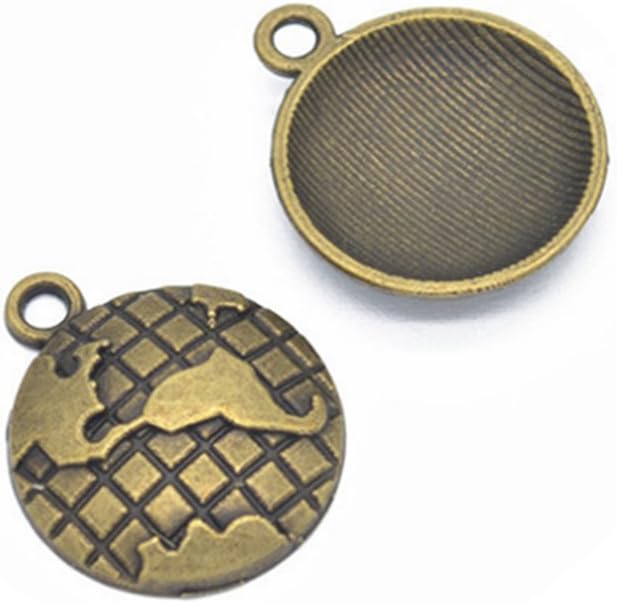 Jastbby 10 Pcs Globe Charms, Planet Charms, World Charms, Earth Charm, Bronze or Silver