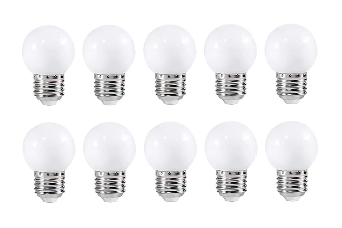 ZFQ 10 Pack E27 Cool White LED Light Bulbs 2W G45 Golf Ball Mini Globe Bulb Lighting Bulbs for Outdoor Indoor String Patio Garden Party Decoration, Christmas, Tree, Fairy Party Night Lights — image 1