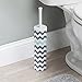 mDesign Chevron Fabric Shower Curtain, Microfiber Accent Rug, Toilet Bowl Brush, Wastebasket Trash Can - Set of 4, Gray/Aruba Blue