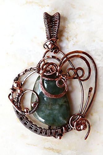 Burmese Jade Wire Wrapped Copper Wearable Art Pendant Necklace