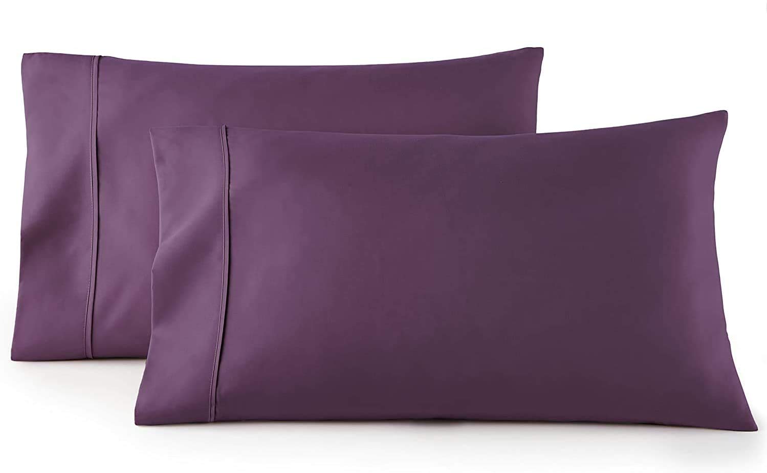 TBM Oversize Pillow Case Extra Large Fits Even The Fluffiest Pillows Including The Pancake Pillow Extra Tall Pillowcase 100% Egyptian Cotton 600 Thread Count (Plum, King 23W X 43L) Image