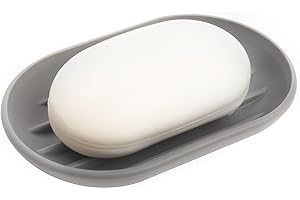 Umbra Touch Soap Dish for Bathroom - Modern Oval Shape for Sink - Durable and Easy to Clean, Grey