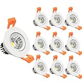 LightingWill 10-Pack 3W CRI80 LED Downlight Dimmable 220LM Directional Recessed COB Ceiling Light Cut-Out 2in(51mm) 60 Beam Angle 3000K-3500K Warm White 25W Halogen Bulbs Equivalent