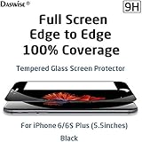 iPhone 6s Plus Screen Protector, iPhone 6 Plus Screen Protector, Daswise 2015 Full Screen Anti-scratch Tempered Glass Protectors with Curved Edge, Cover Edge-to-Edge, Protect Your 5.5 Inches Space Gray iPhone 6/6S Plus Screens from Drops & Impacts, HD Clear, Bubble-free Shockproof [3D Touch Compatible] (5.5 Black)