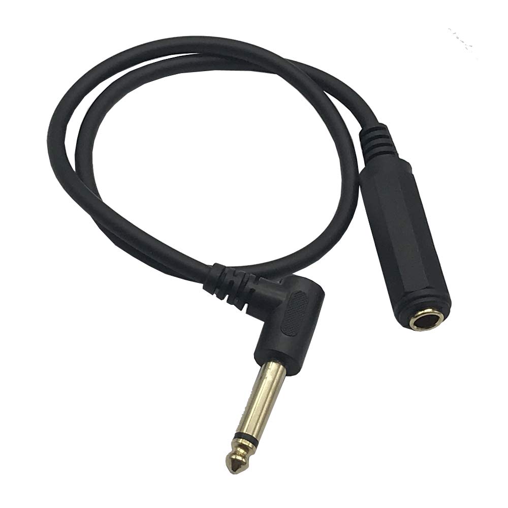 LiKuCo Right Angle 6.35 Male to Female Guitar Cable;50CM Right Angled 1/4" 6.35mm Male to 1/4" Female Plug Cable Adapter for Electric Instruments (Guitar, Keyboard, Amplifier, Speakers, Synthesizers)