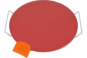 Flenpptly Pizza Stone for Oven, 15" Round Pizza Stone with Handles and Scraper Tool, Baking Stone for Oven & Grill