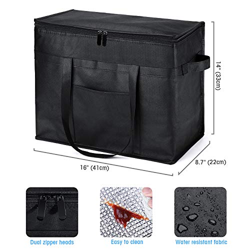 Glotoch XL Insulated Grocery Bags Set of 5-Include 2 Insulated Bags,1pc Grocery Bag,2pcs Mesh Produce Bags. Washable, Reinforced Bottom and Handles Insulated Grocery Shopping Bags for hot or Cold Food