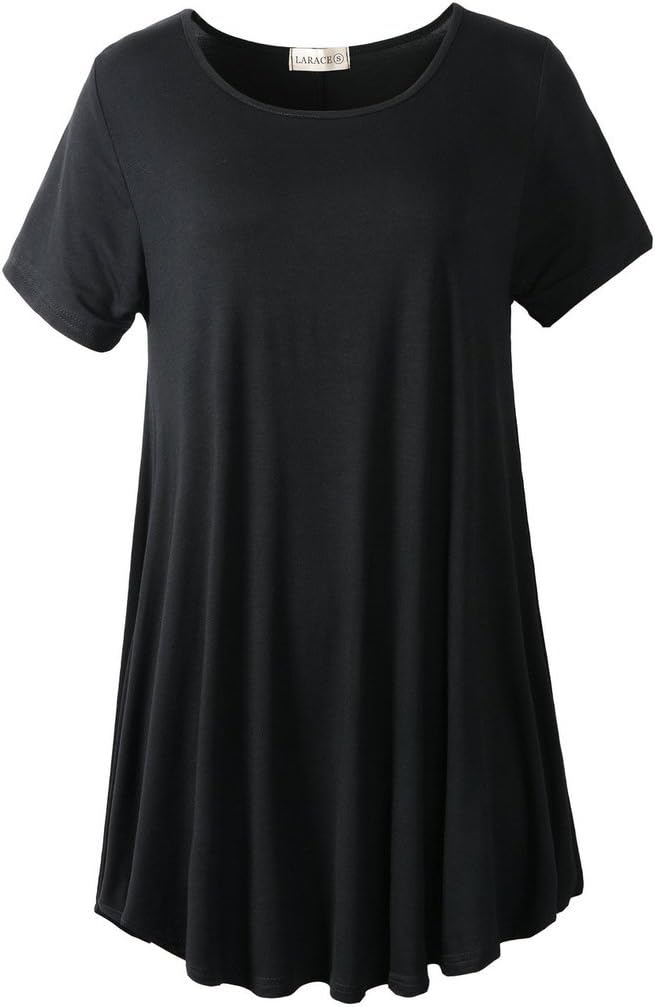 LARACEPlus Size Tops for Women Short Sleeve Shirts Casual Summer Clothes Round Neck Tunics for Leggings