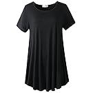 LARACE Women Short Sleeves Flare Tunic Tops for Leggings Flowy Shirt