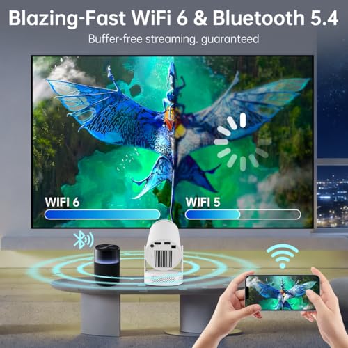 Xorytin Projector with WiFi and Bluetooth, Mini Projector with Built-in Apps, 4K Supported Smart Portable Projector, 210° Rotatable, Auto Vertical Keystone, 5W Speaker, 200 ANSI