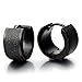 Pair of Black Huggie Hinged Hoop Earrings Unisex Men Women, Satin Finishing