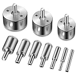 Isinlive Diamond Drill Bits Hole Saw Drill Bits Glass and Tile Hollow Core Drill Bits 10 Pcs Extractor Remover Tools Hole Saw sets for Glass Ceramics Porcelain Ceramics