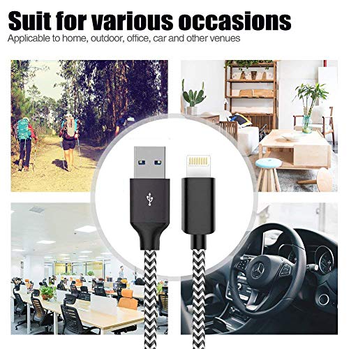 iPhone Charger, MFi Certified Cable 6Pack 3FT 3FT 3FT 6FT 6FT 10FT Extra Long Nylon Braided USB Fast Charging& Syncing Cord Compatible with iPhone/XS/XR/X/8/8Plus/7/7Plus/6S/6Plus/Pad More