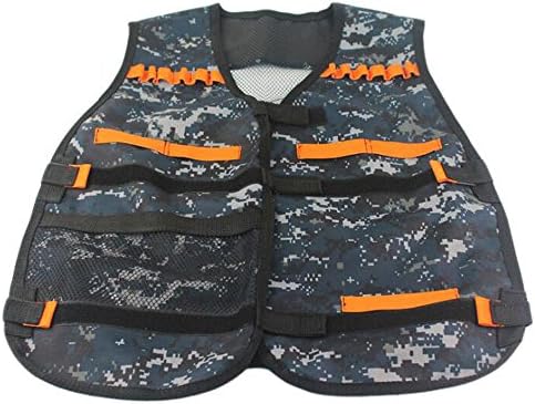 Adjustable Tactical Vest with Storage Pockets for Nerf Strike Elite Team Toy Foam Darts Series (Camouflag)