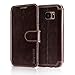 Samsung Galaxy S7 Case, Belemay Genuine Cowhide Leather Case Wallet Cover, Flip Book Cases with Magnetic Closure, Stand Function, Credit Card Slots, Money Pouch for Samsung Galaxy S7 - Coffee Brown