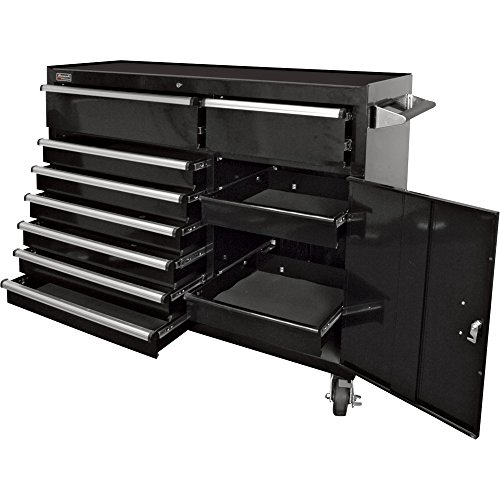 Homak H2PRO Series 56-Inch 8-Drawer with 2-Drawer Compartment Roller, Black, BK04056082