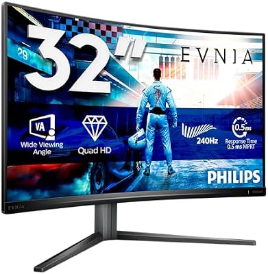 Evnia 32M2C5500W Gaming Monitor 32 Pulgadas 240Hz Panel Fast VA, 1ms GtG, HDR400, Altura Ajustable, (2560x1440 HDMI 2X 2.0 DP 2X 1.4 USB Hub) Gris Oscuro
