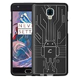 Cruzerlite OnePlus 3 / 3t Case, Bugdroid Circuit TPU Case for OnePlus Three / OnePlus 3/3T - Retail Packaging - Black