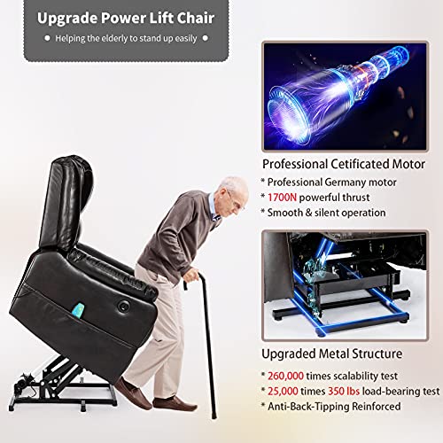 Vicluke Breath Leather Power Lift Recliner Chair with Massage and Heat for Elderly, Electric
