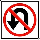 Street & Traffic Sign Wall Decals - No U Turns Symbol Sign - 12 inch Removable Graphic