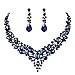 BriLove Women's Wedding Bridal Austrian Crystal Teardrop Cluster Statement Necklace Dangle Earrings Set