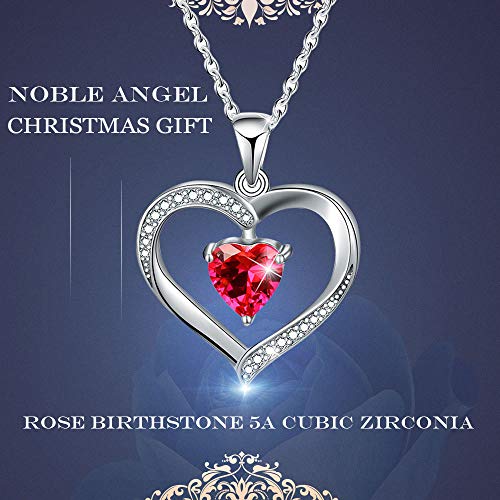 Happy Camp Forever Love Heart Women Necklace 925 Sterling Silver Birthstone Pendant Necklaces for Women with 925 Sterling Silver Chain and 5A Cubic Zirconia Jewelry for Women 18\'\' (Sliver-01-Jan.)